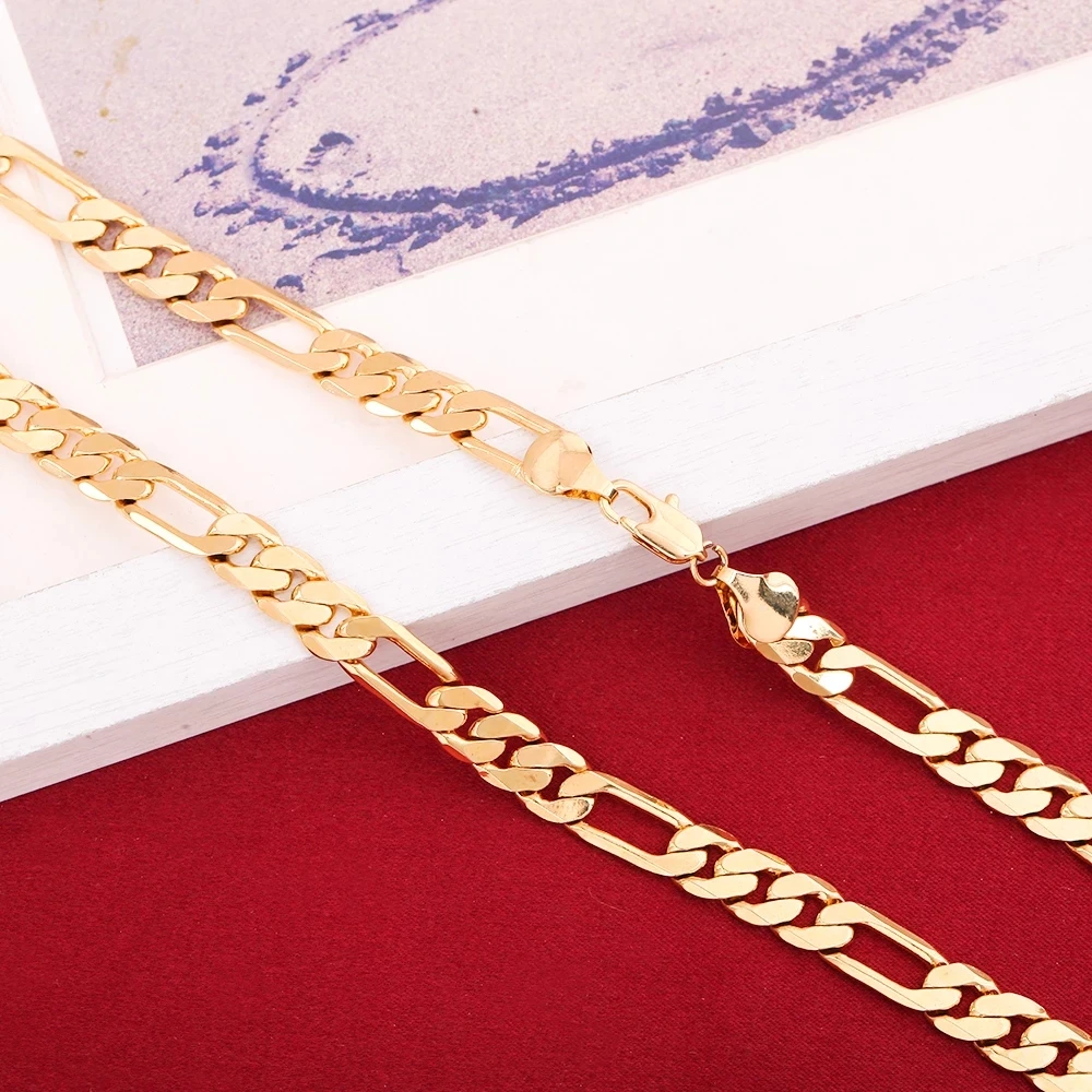 Благородное серебро 925 Пробы, 18-Каратное золото, браслеты-цепочки шириной 8 мм, шейные платки для женщин, мужские модные свадебные наборы украшений в стиле панк