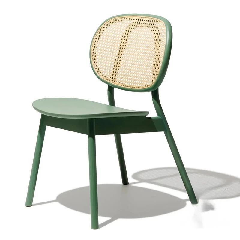 Скандинавский стул с плетеной спинкой из ротанга из натурального дерева, легкая роскошная домашняя мебель для столовой, Одноместные столы для учебы в стиле ретро, стулья
