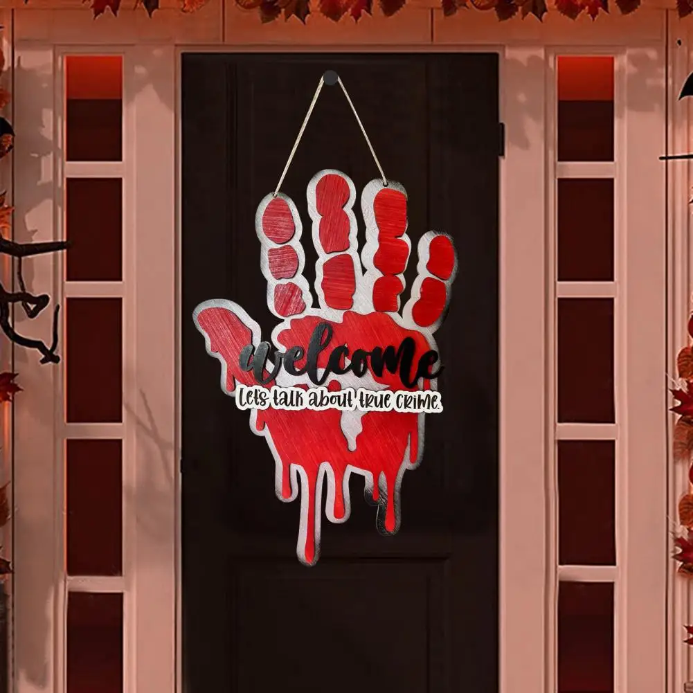 Украшение двери с отпечатком руки, жуткий дверной знак с отпечатком руки на Хэллоуин, внутреннее/наружное настенное украшение для входных дверей Добро пожаловать