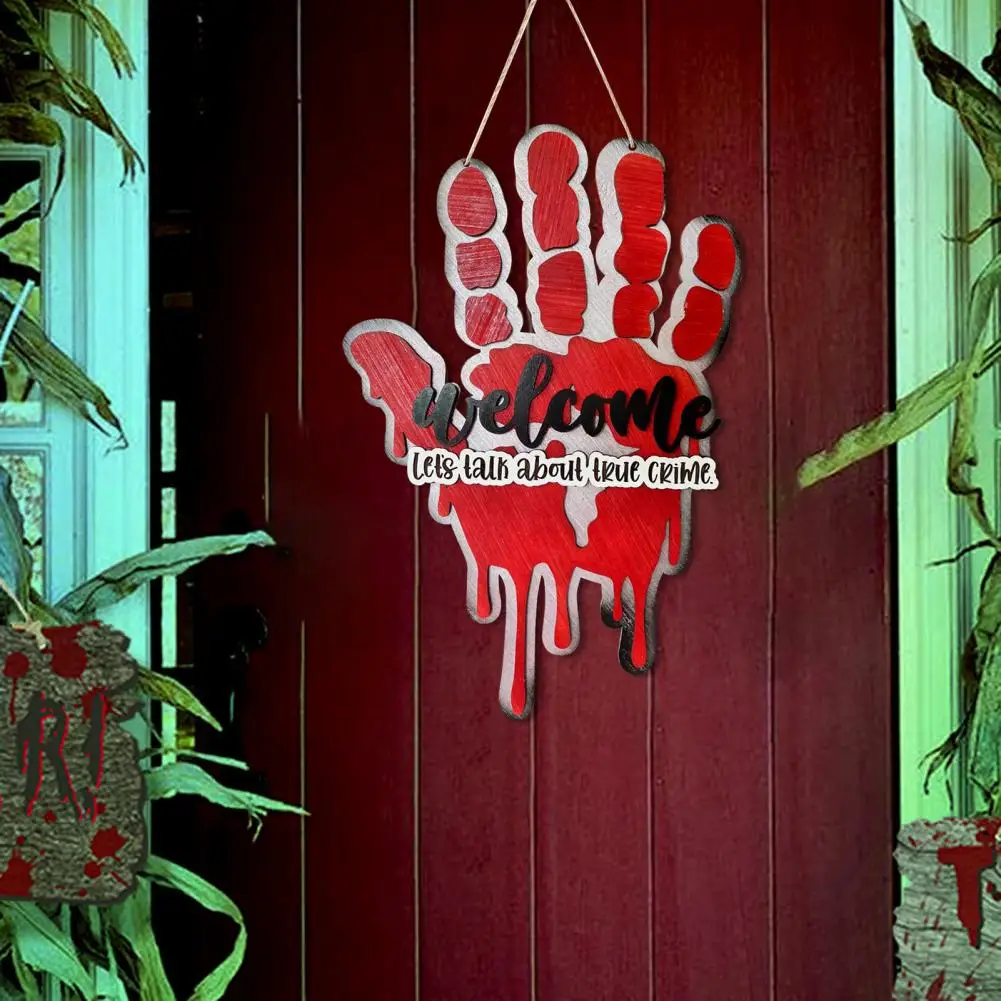 Украшение двери с отпечатком руки, жуткий дверной знак с отпечатком руки на Хэллоуин, внутреннее/наружное настенное украшение для входных дверей Добро пожаловать
