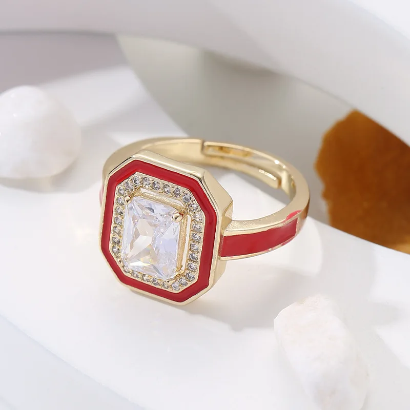 Новая мода 2023 Корейские кольца с цирконом для женщин Квадратное кольцо с цирконом на открытый палец Свадебные украшения Подарок бесплатная доставка