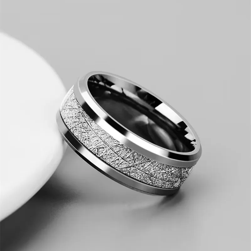 Кольцо из титановой стали, высококачественное мужское кольцо с текстурой в стиле ретро, ниша в холодном стиле, ниша на указательном пальце, одиночное кольцо