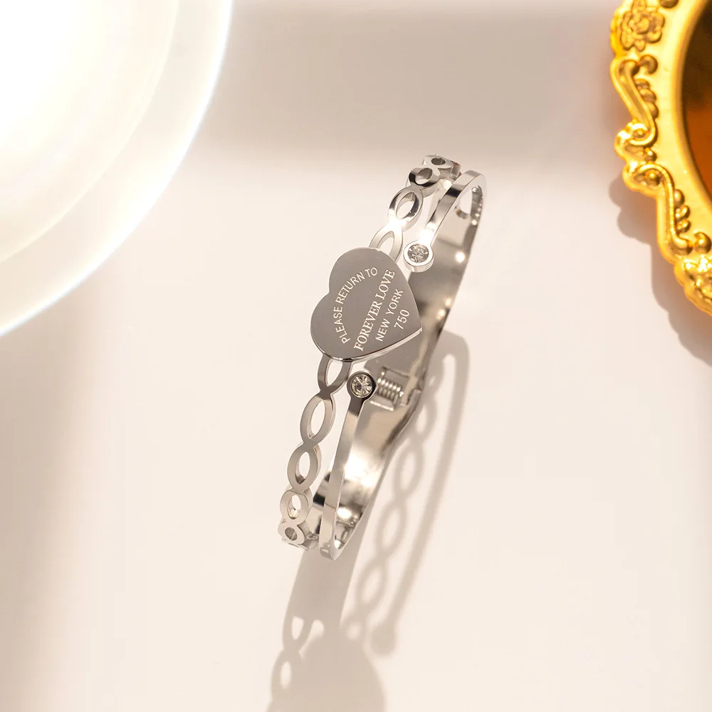 Роскошный дизайн Браслет-сердечко из нержавеющей стали для женских украшений, 3-х цветный браслет, браслеты, подарок на день рождения