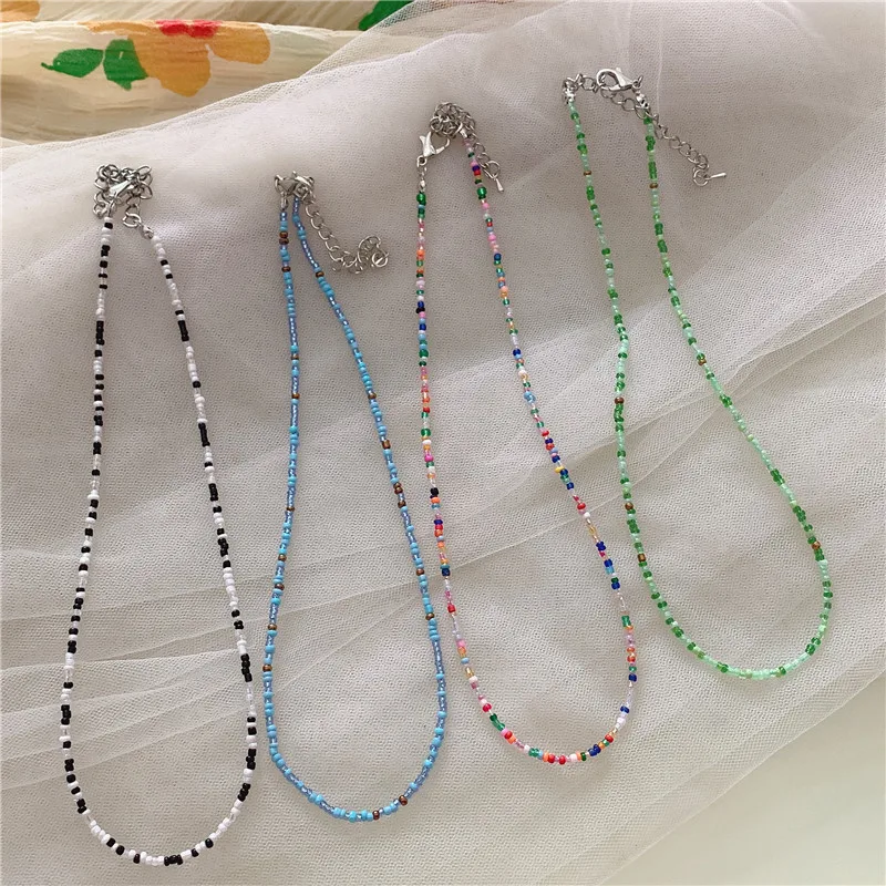 Корейские Ювелирные Изделия Красочные Колье Воротник Boho Seed Из Бисера Ожерелья для Ключиц для Женщин