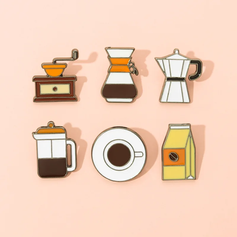 Эмалированные булавки для любителей кофе, Броши в виде кастрюль, кружек и чашек на заказ, Значки на лацкане, Креативные украшения для кафе, Подарок для друзей-бариста