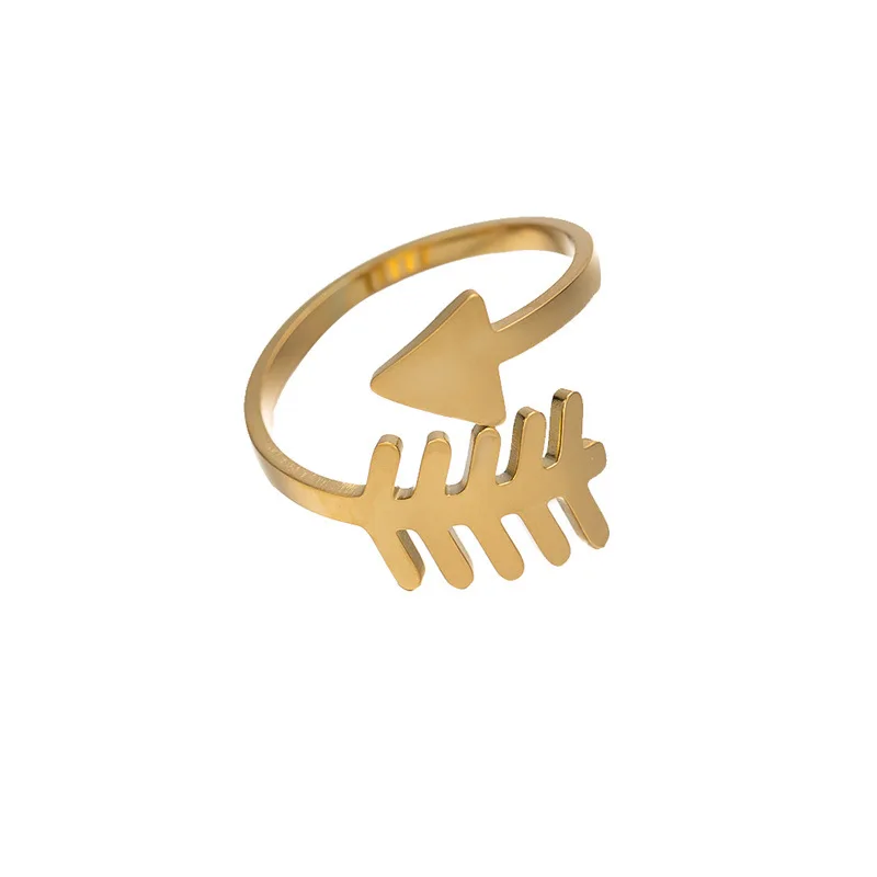 Новое минималистичное кольцо со стрелкой из перьев в стиле ретро, свежее и глянцевое кольцо со стрелкой из рыбьей кости на маленьком указательном пальце