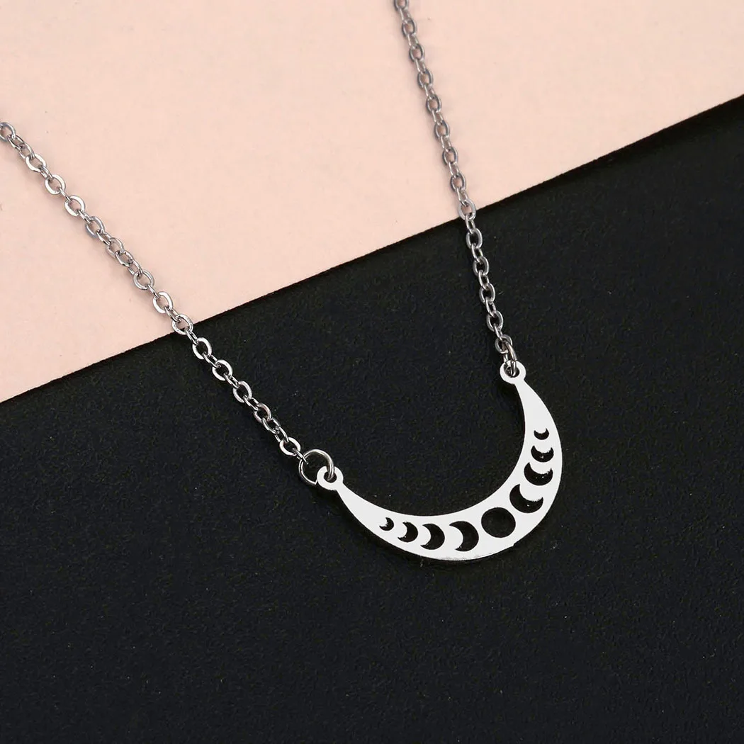 Новое модное ожерелье с подвеской в виде луны из нержавеющей стали, женская индивидуальность, все просто, ожерелье с подвеской в виде луны, цепочка на ключице, ювелирное изделие
