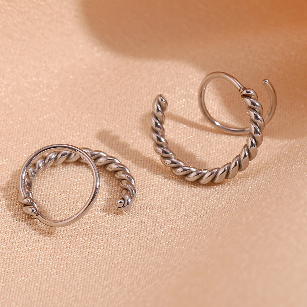 Двухслойные спиральные серьги-кольца, позолоченные серьги из нержавеющей стали, маленькие серьги-обнимашки, Минималистичные украшения для женщин и девочек