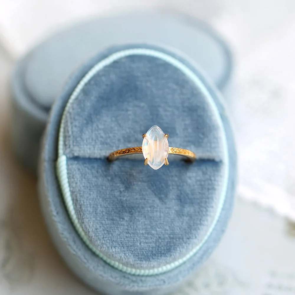Кольцо из натурального Лунного камня GULUCA для женщин из стерлингового серебра 925 пробы с позолотой K Обручальное кольцо в японском стиле Ретро Изысканные ювелирные изделия