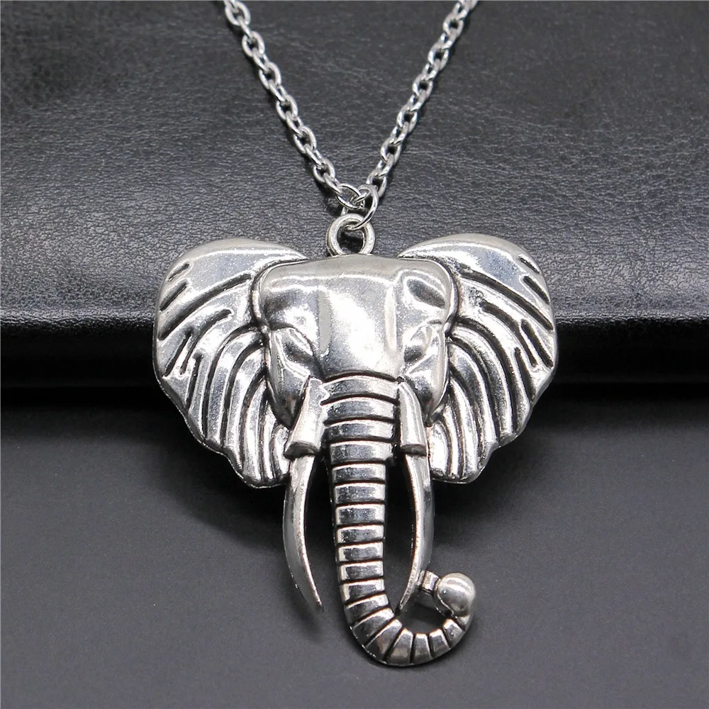 2 цвета 54x47 мм Ожерелье с подвеской в виде слона для женщин и мужчин Ожерелье с длинной цепочкой