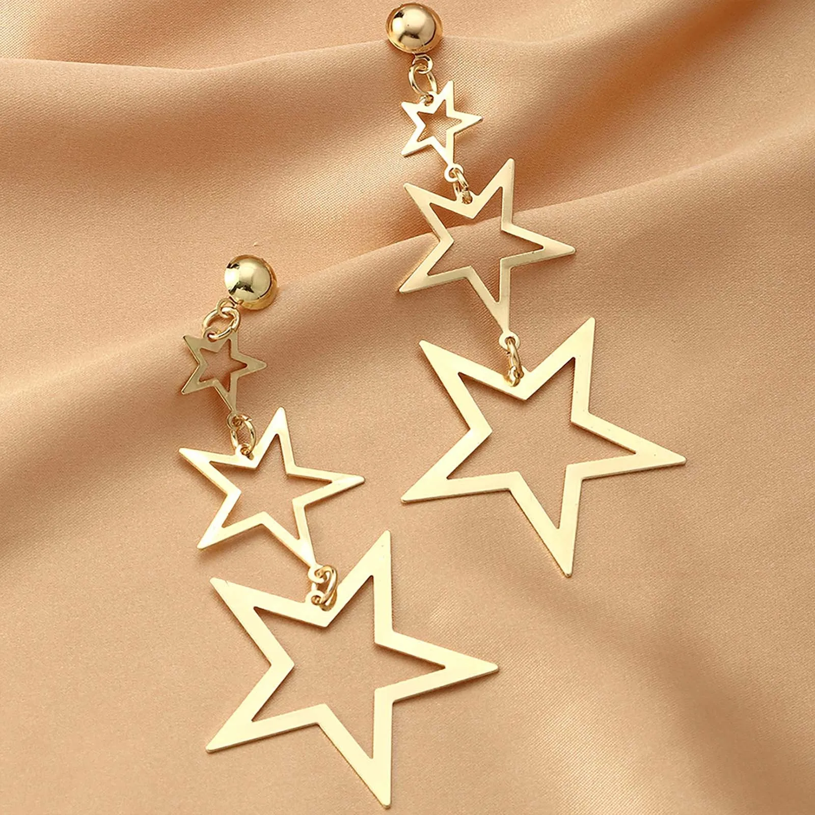 Европейская И американская мода Многослойные серьги в виде пятиконечной Звезды Индивидуальность Простое Сращивание Темперамент Проложить Серьги-кольца