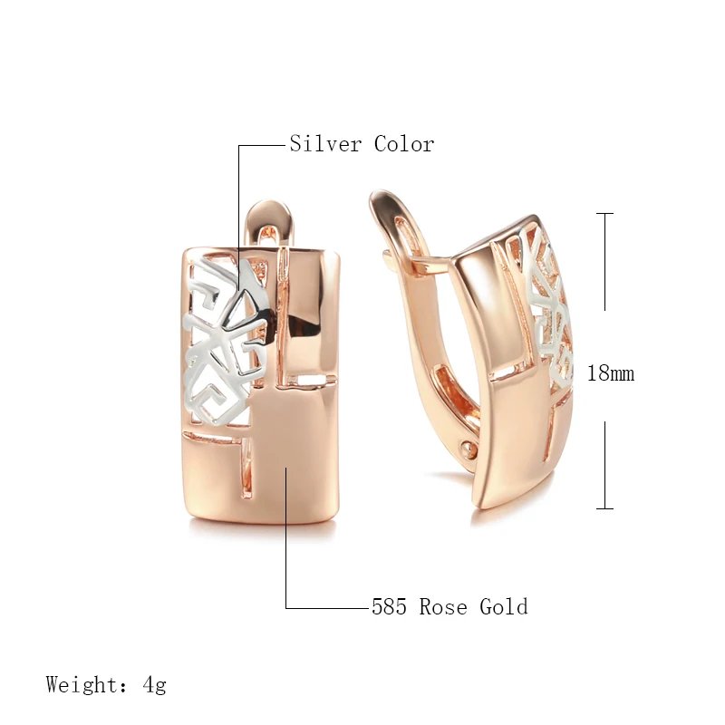 Wbmqda Модные Полые Квадратные Серьги-капли для женщин Розового золота, серебра 585 пробы, высококачественные аксессуары для ежедневных ювелирных украшений