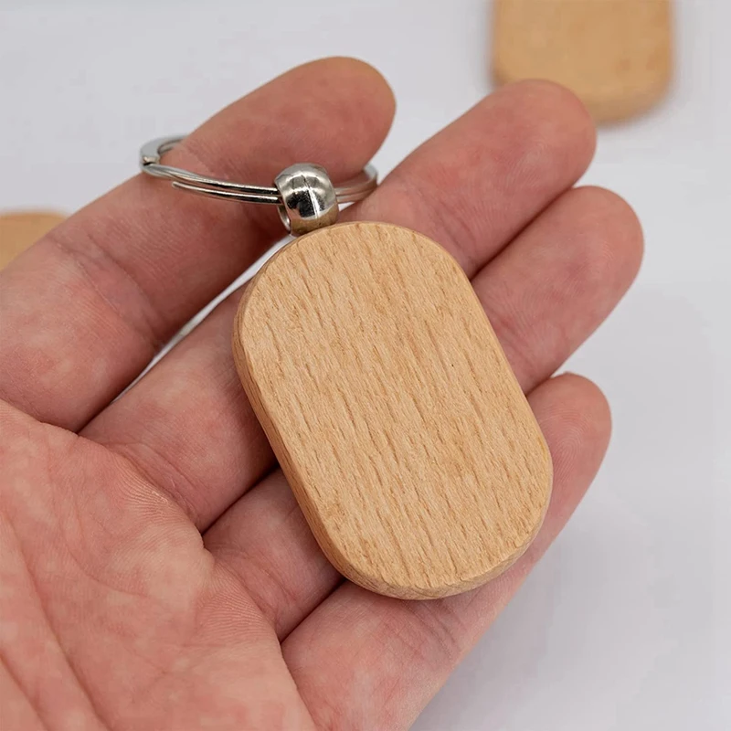 Пустая деревянная бирка для ключей, Брелки для ключей своими руками, Заготовки для гравировки на дереве, 20 упаковок