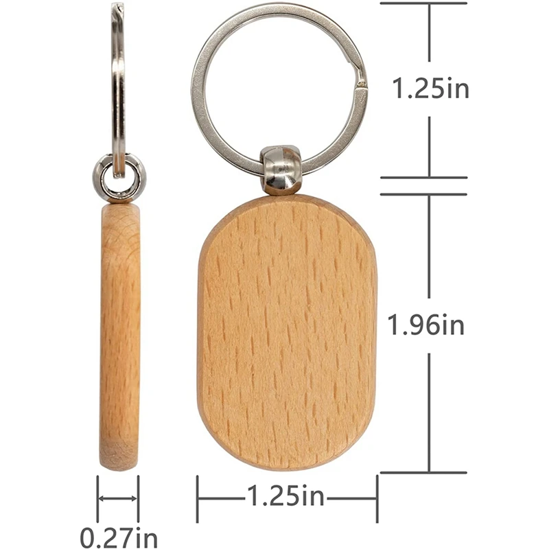 Пустая деревянная бирка для ключей, Брелки для ключей своими руками, Заготовки для гравировки на дереве, 20 упаковок