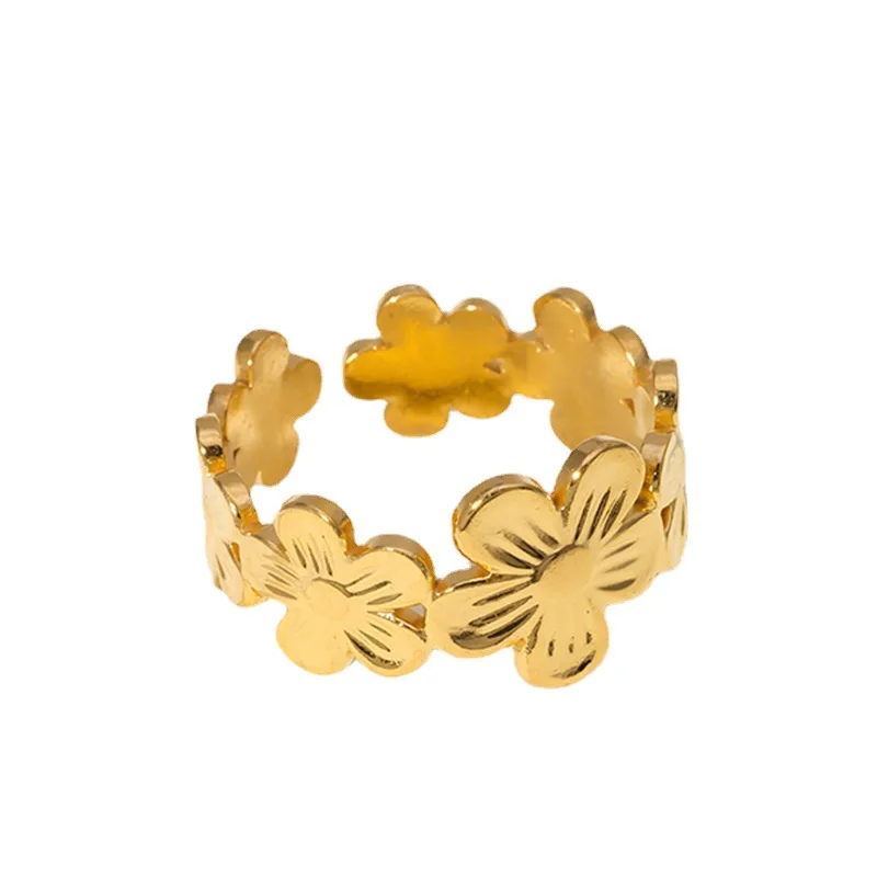 Корейская мода, открытые кольца с милым цветком из нержавеющей стали, простое обручальное кольцо для девочек, Женские украшения на каждый день, подарок на День рождения