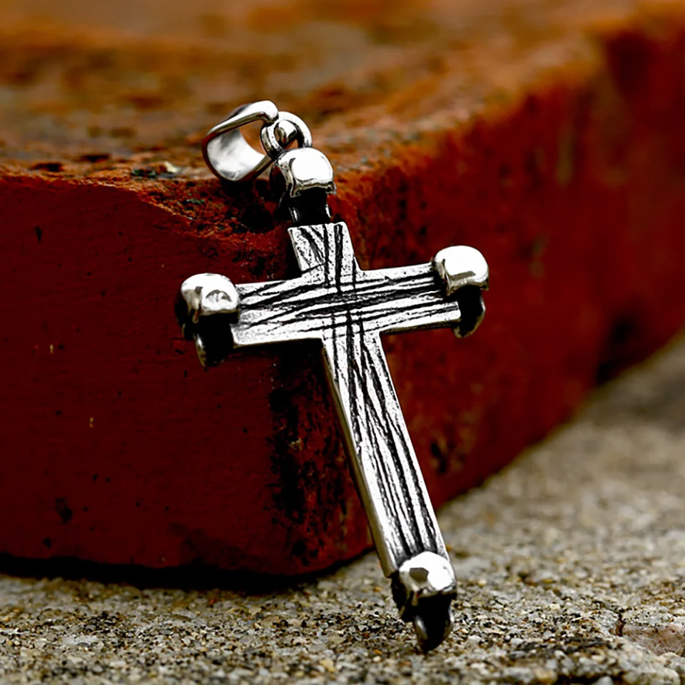 Винтажное ожерелье с Крестом Иисуса из нержавеющей стали 316L в виде Черепа для мужчин в стиле панк, хип-хоп, христианская бижутерия, подарочная прямая поставка