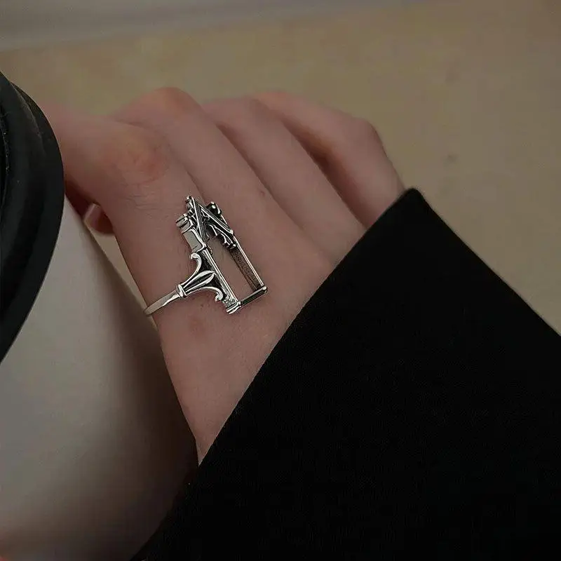 Кольцо в стиле ретро со Старым замком для мужчин и женщин, Корейская мода, индивидуальность, открытое кольцо на указательный палец, ювелирный подарок