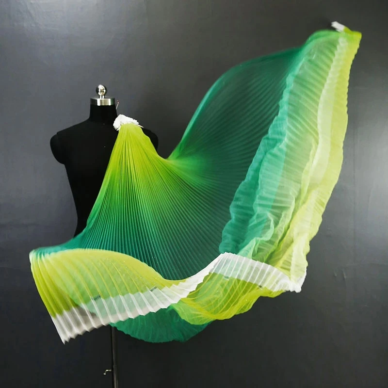 Градиентная сетчатая органза из плиссированной ткани Платье для танцев Фоновое украшение из модной дизайнерской ткани