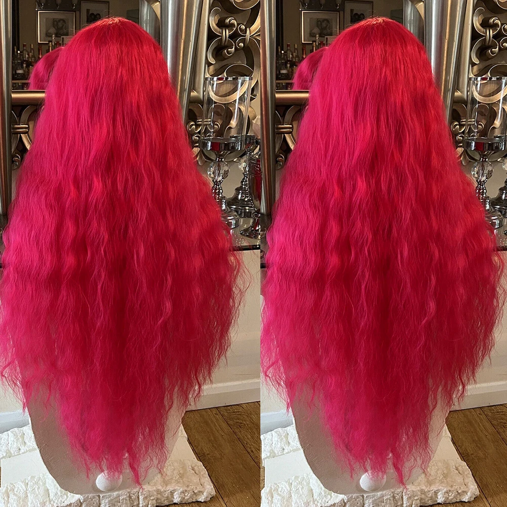 Синтетический парик на кружеве Bernardo, Афро-Кудрявые парики для женщин, нежно-розовый парик, синтетические волосы, естественно Выглядящие Глубокие Кудрявые парики