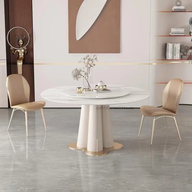 Обеденный стол из шифера, Высококачественная круглая комбинация, Небольшой салон для квартиры, Минималистичный Итальянский центр, Роскошный столовый набор из мраморного камня