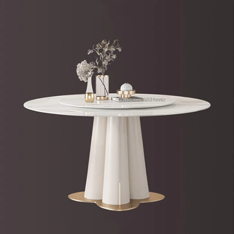Обеденный стол из шифера, Высококачественная круглая комбинация, Небольшой салон для квартиры, Минималистичный Итальянский центр, Роскошный столовый набор из мраморного камня