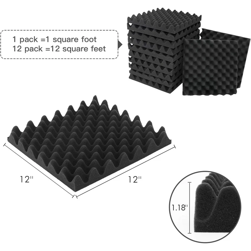 12 Упаковок самоклеящихся звуконепроницаемых пенопластовых панелей, звуконепроницаемые стеновые панели высокой плотности, звуковые панели для ящиков для яиц
