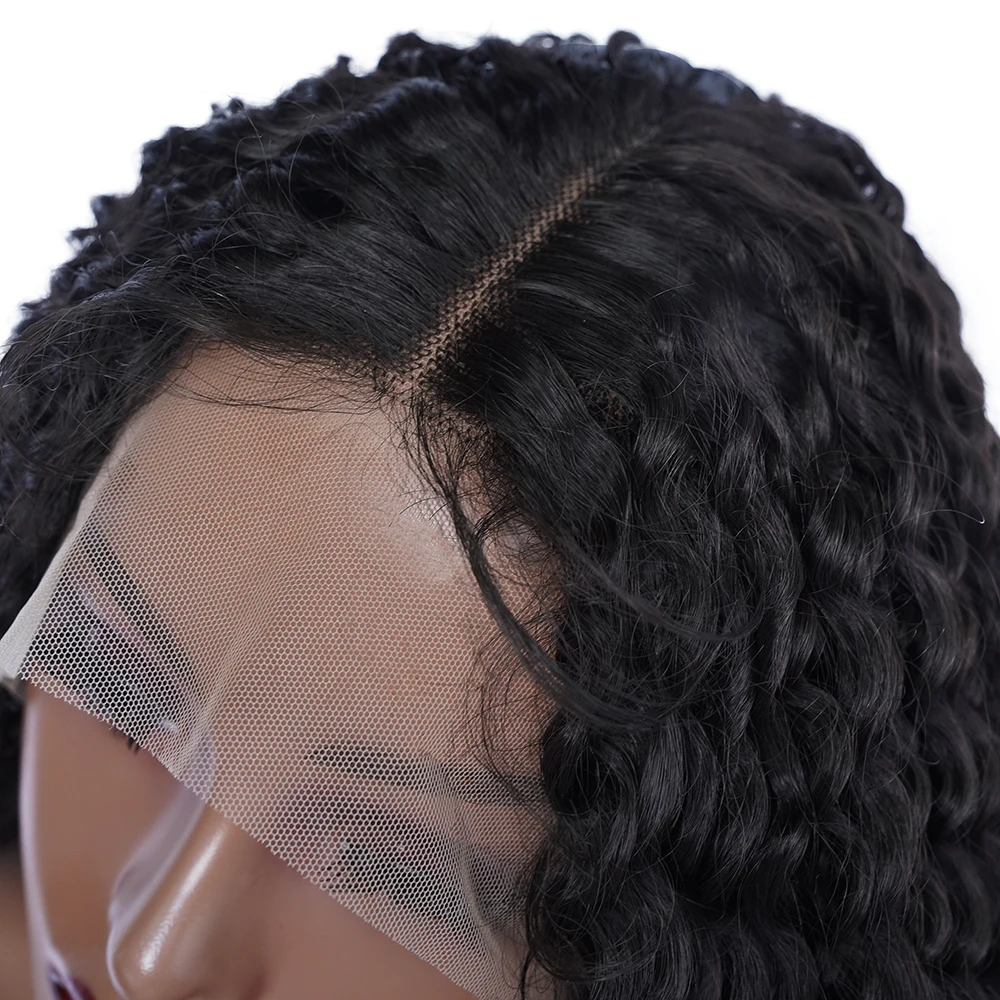 13x4 Кудрявых кружевных парика, синтетическая Т-образная часть, парик 180% плотности, Бесклеевые Термостойкие Волнистые парики с волосами Младенца для чернокожих женщин