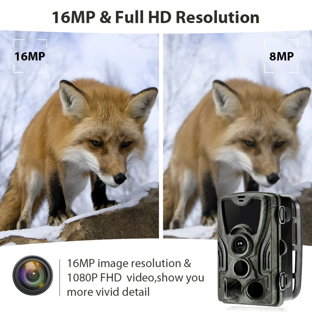 Охотничья Камера Suntekcam HC-801A С Литиевой Батареей 5000 мАч 16MP 64 ГБ Trail Camera IP65 Фотоловушки 0.3 s 940nm Wild Camera
