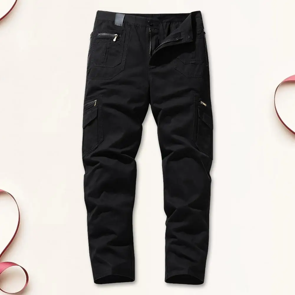 Брюки-карго, универсальные мужские уличные брюки свободного кроя с множеством карманов, мягкий хлопковый материал для осенне-зимней моды, мягкий