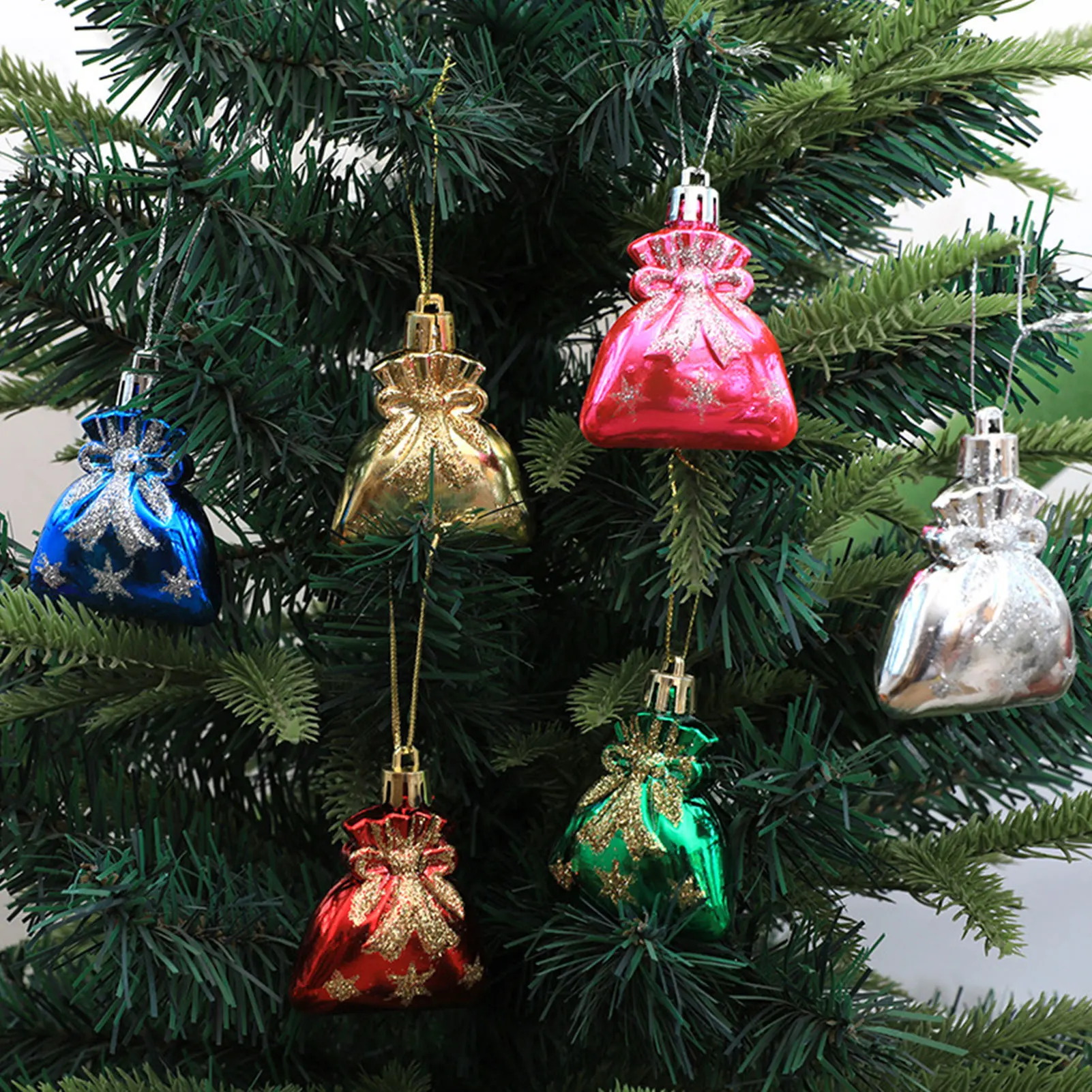 6ШТ рождественских подвесных украшений, цветные Рождественские подарочные пакеты в форме подвесной веревки для декора Рождественской елки