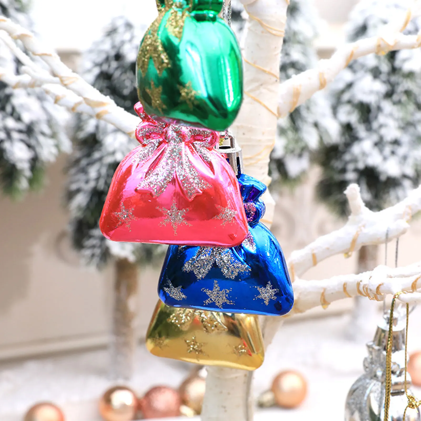 6ШТ рождественских подвесных украшений, цветные Рождественские подарочные пакеты в форме подвесной веревки для декора Рождественской елки