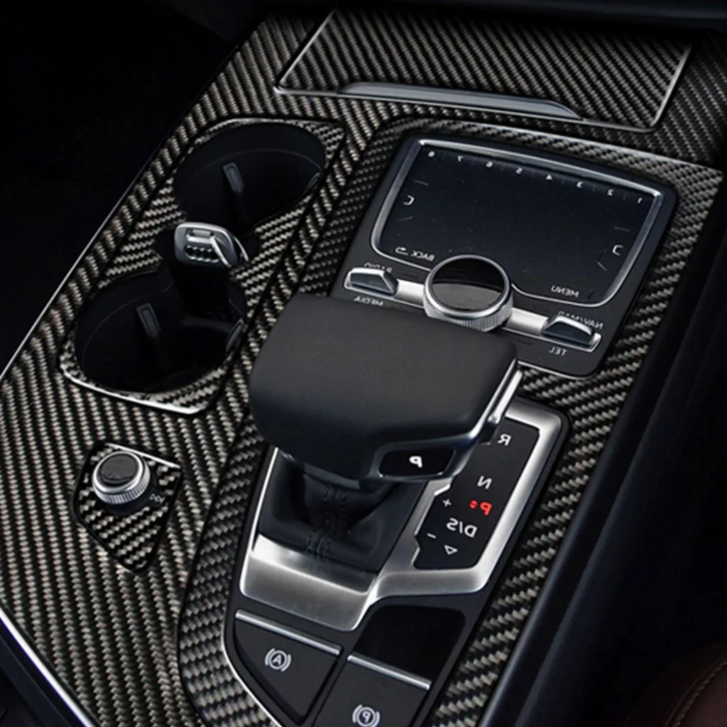 Крышка панели коробки переключения передач из углеродного волокна, Отделка рамы, Центральная наклейка для Audi Q7 SQ7 4M 2016 2017 2018 2019