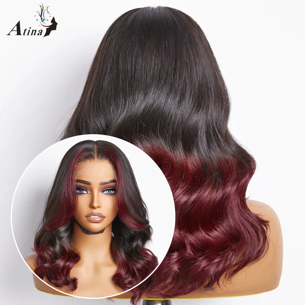 HD 360 Полный парик из натуральных волос, предварительно выщипанный, выделите 99J Бордового цвета, Прозрачные Красные парики с объемной волной, Бразильские