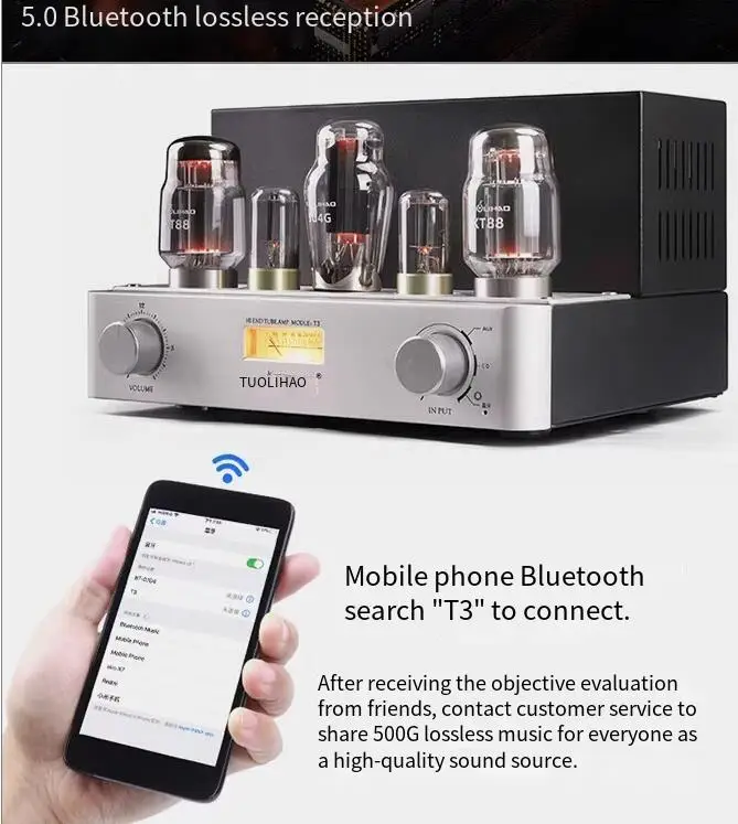 Новый T3 KT88 Biliary Fever HIFI класса A Односторонний электронный ламповый усилитель мощности Bluetooth 5.0