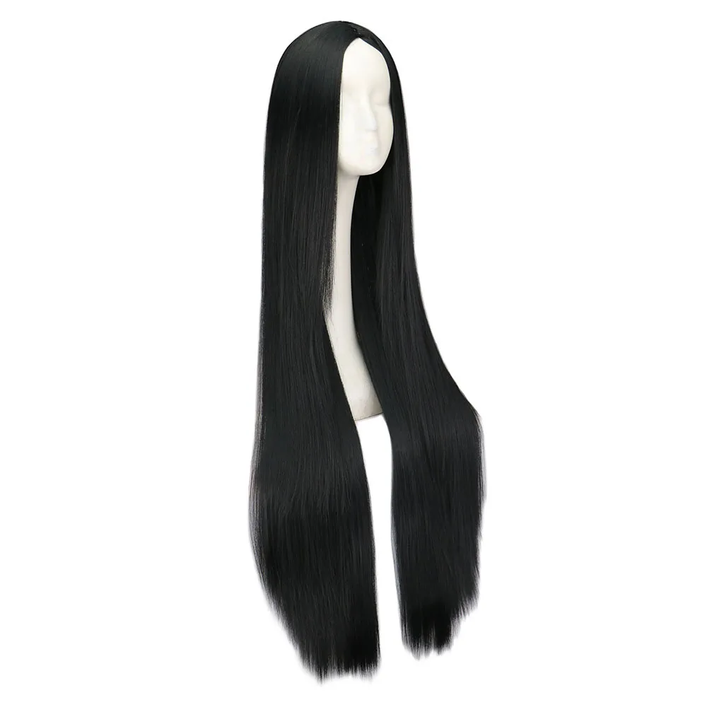 Черный парик длиной 100 см/40 дюймов, парики, синтетический термостойкий карнавальный костюм на Хэллоуин, косплей, прямые волосы