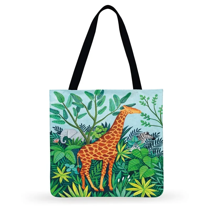 Женская сумка-тоут с иллюстрациями животных из северных джунглей, повседневная сумка-тоут, Рождественский подарок, женская сумка через плечо, складная Хозяйственная сумка