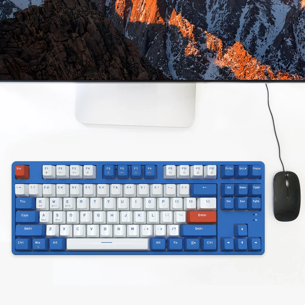 Игровая клавиатура 2.4 G, совместимая с Bluetooth, 87 клавиш, модная механическая беспроводная клавиатура, удобная для настольного ноутбука
