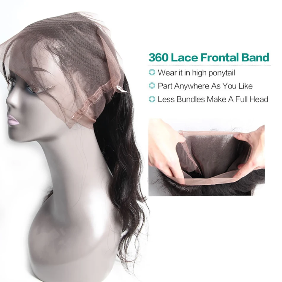 360 Кружевных Фронтальных Человеческих Волос Body Wave HD Прозрачная Кружевная Фронтальная Застежка С Детскими Волосами, Предварительно Выщипанными По Естественной Линии Роста Волос, Волнистые Для Тела
