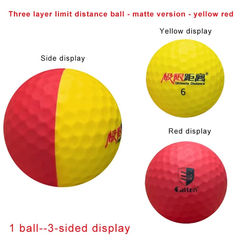 Мяч для гольфа на экстремальную дистанцию 1шт, трехслойный матовый для профессиональных соревнований, игровой мяч, двухцветные глянцевые мячи для гольфа
