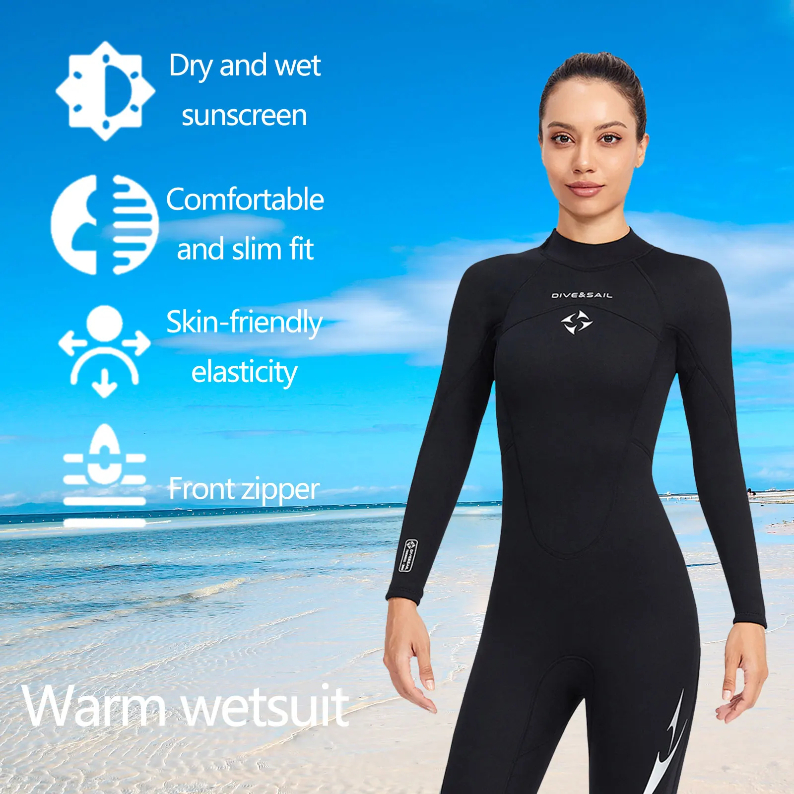 Гидрокостюмы из неопрена толщиной 3 мм, костюмы для подводного плавания, цельные для женщин