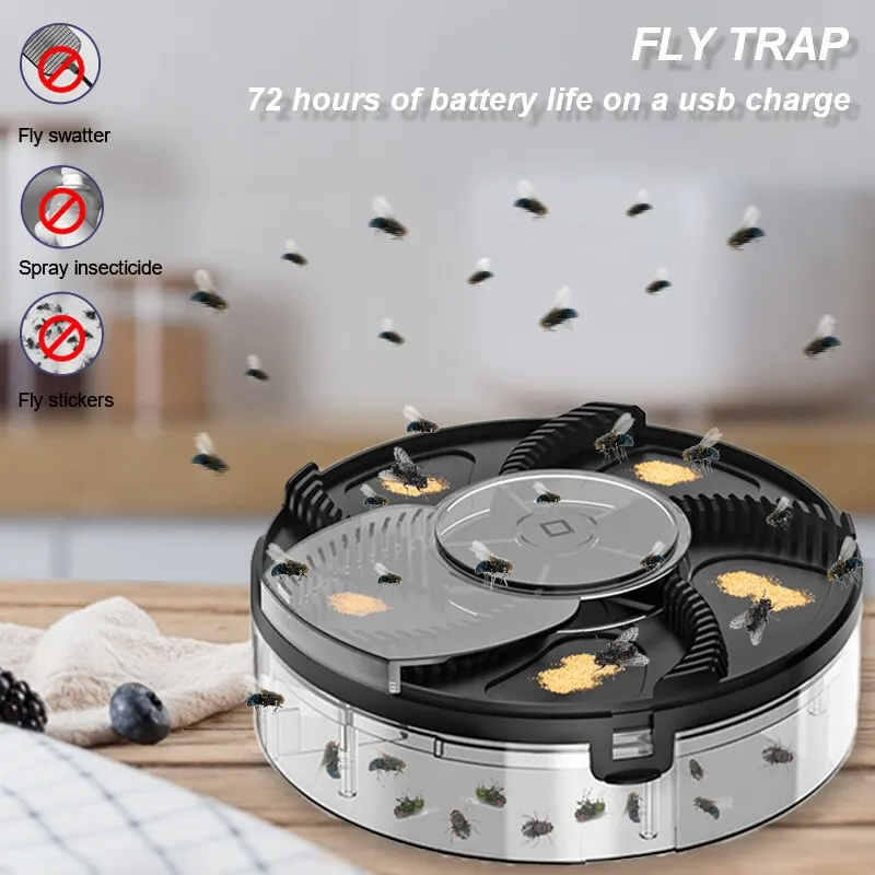 Автоматическая мухоловка USB Перезаряжаемая мухоловка Электрическая ловушка для насекомых-вредителей для кухни и дома