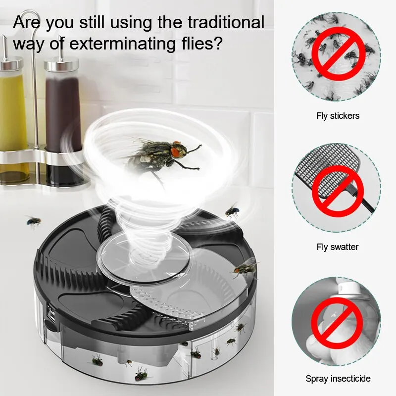 Автоматическая мухоловка USB Перезаряжаемая мухоловка Электрическая ловушка для насекомых-вредителей для кухни и дома