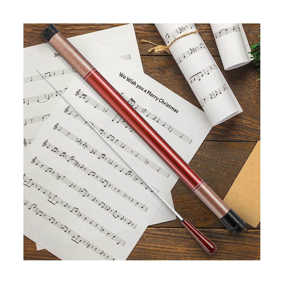 Музыкальная палочка с ручкой из розового дерева, Дирижерские палочки с футляром для хорового симфонического концерта, 2 упаковки