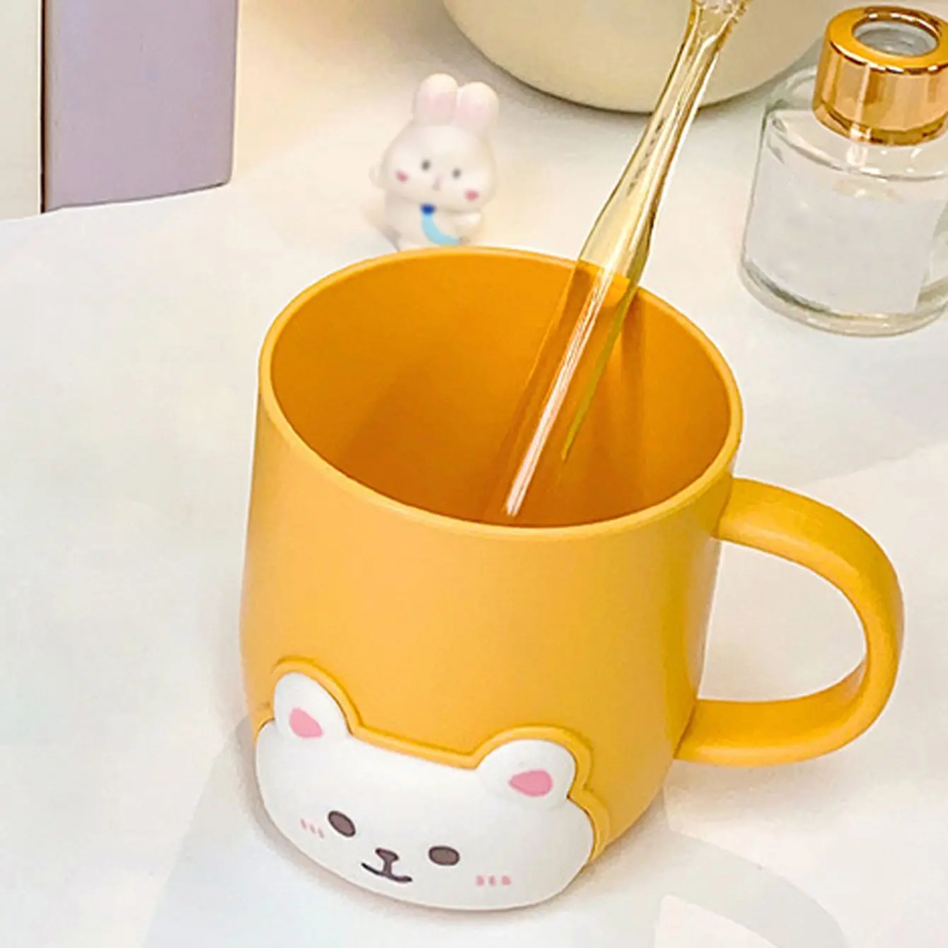 1 шт.-Чашка для воды Bear, утолщающая чашку для полоскания в ванной, с ручкой, чашка для чистки зубов и мытья посуды в студенческом общежитии-случайный цвет