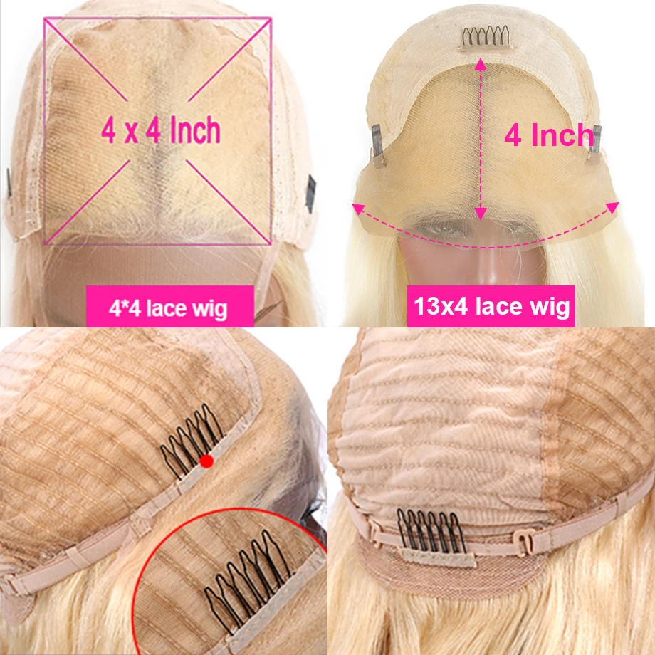 613 Светлые парики из человеческих волос на кружеве спереди 4x4 Парик с закрытием 13x4 Прямой HD фронтальный парик длиной 30 дюймов, предварительно выщипанный для чернокожих женщин