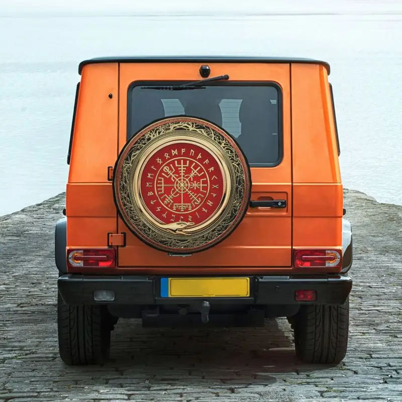 Золотой Волшебный Компас Викинга Крышка Запасного Колеса для Внедорожника Jeep Pajero 4WD Custom Valhalla Vegvisir Runes Протектор Шин 14 