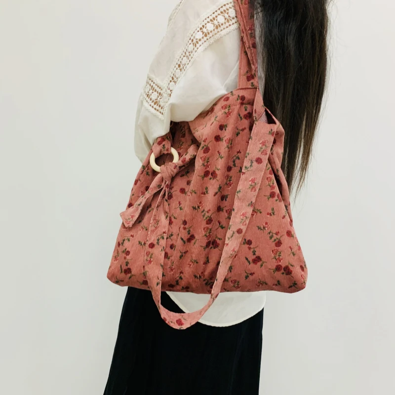 Вельветовая женская сумка через плечо с цветочным принтом в ленивом стиле в стиле ретро, элегантная повседневная сумочка mori girl с принтом etro для девочек
