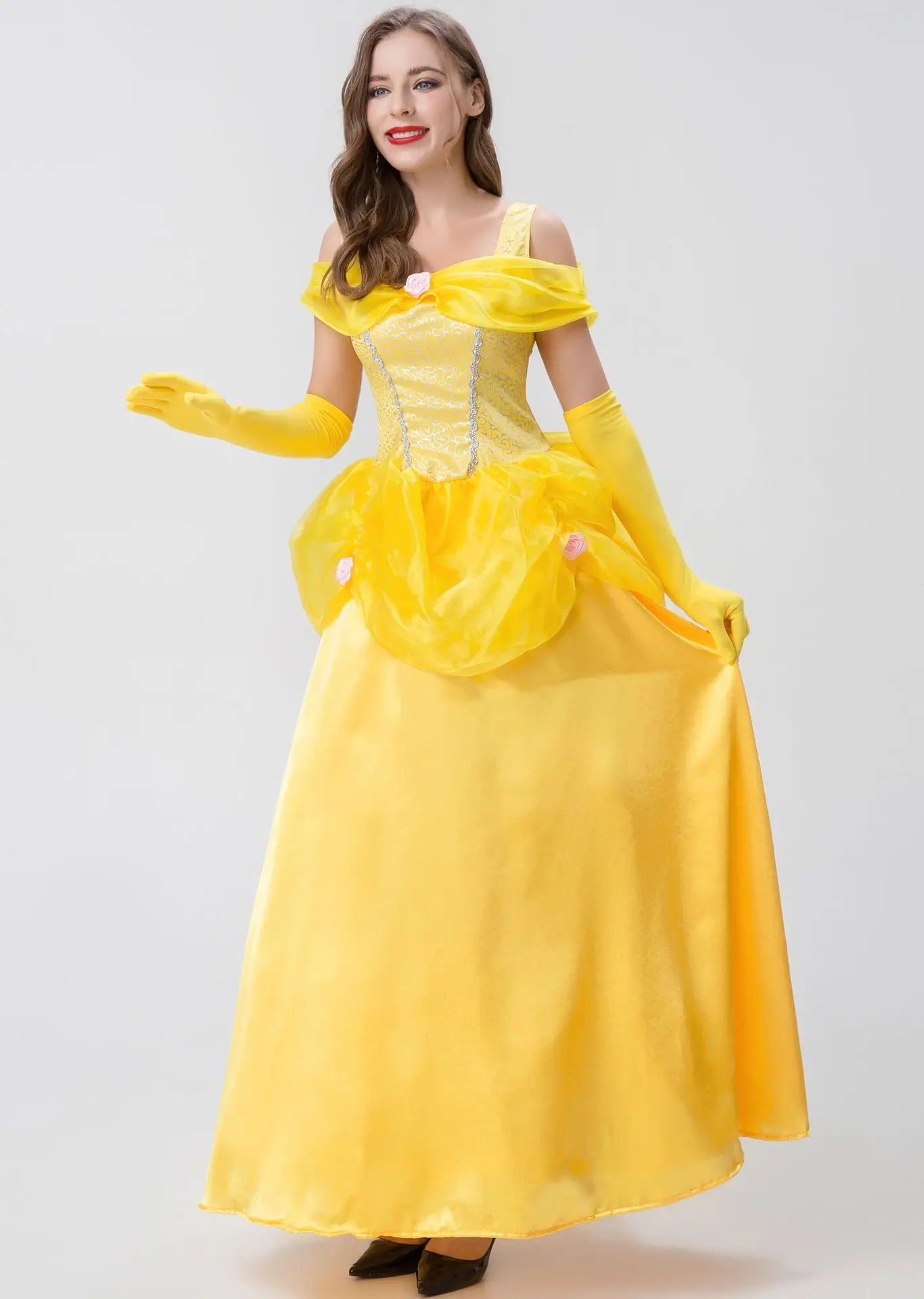 Взрослый фантазийный костюм принцессы Белль для косплея 