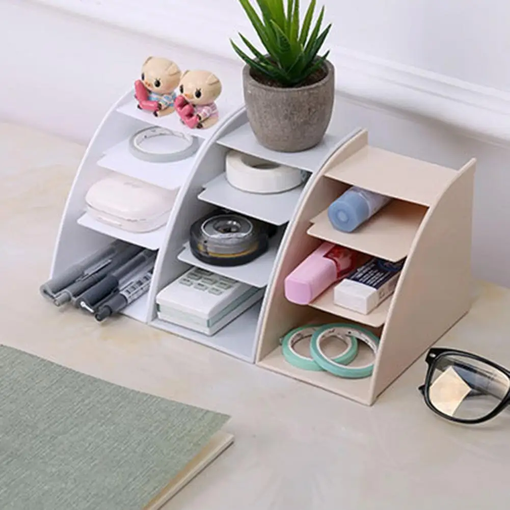 7 Colors Desk Organizer Anti-slip Versatile 3 Compartments Makeup Brush Table Storage Box For Office Менеджер Рабочих Столов