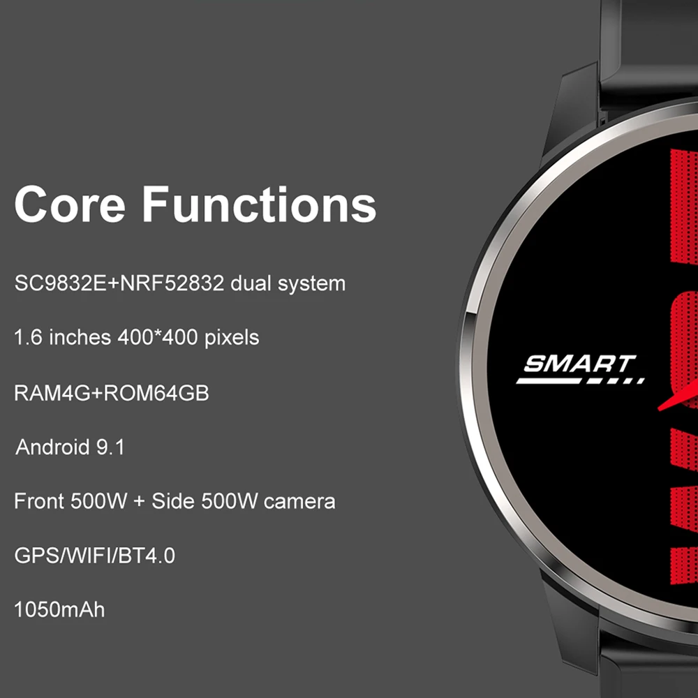 LEMFO LEMP Смарт-часы мужские 4G LTE GPS Wifi Система Android с большой батареей емкостью 1050 мАч, медиаплеер, пульсометр, умные часы